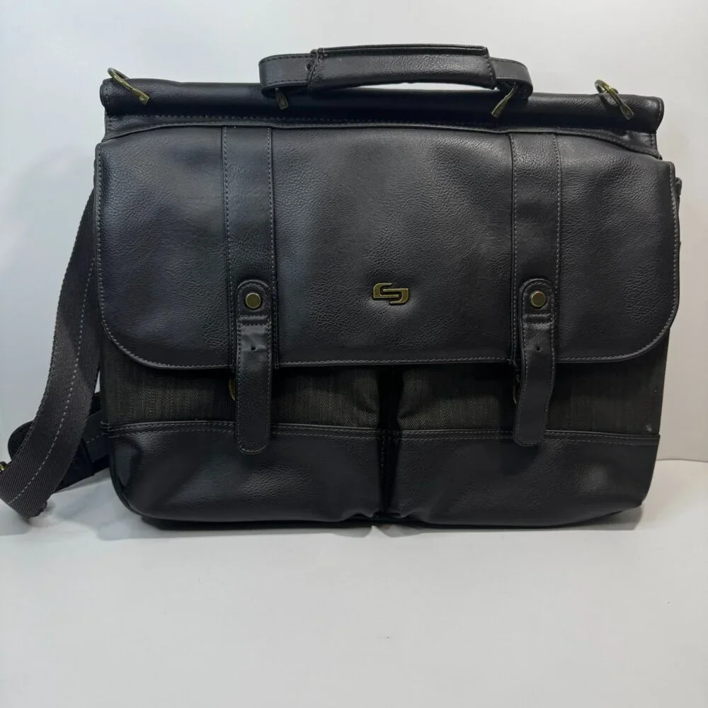 SOLO Thompson 15.6 Inch Briefcase with Padded Laptop Compartment, Espresso